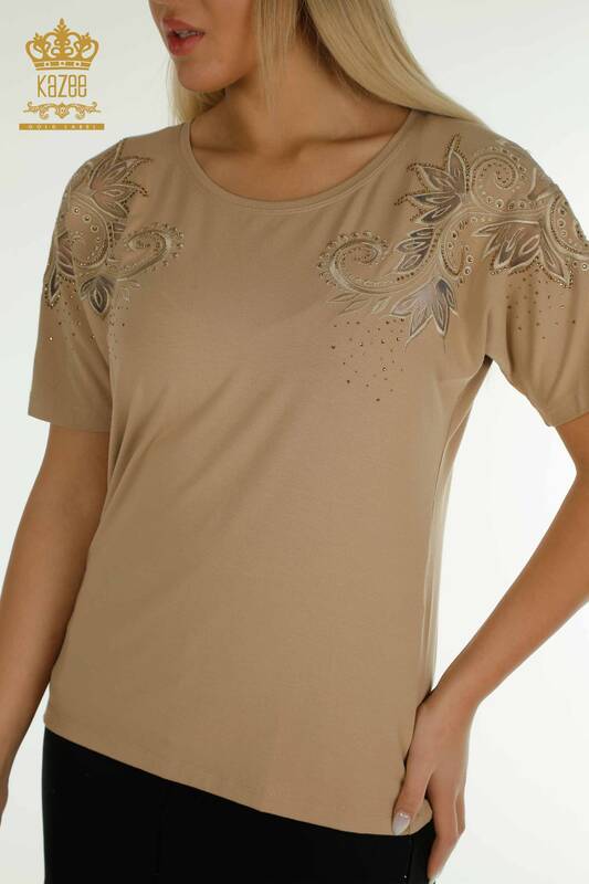 Venta al por mayor Blusa de Mujer - Estampado Floral - Beige - 79093 | kazee