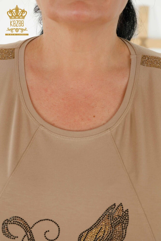 Venta al por mayor Blusa de Mujer - Estampado Floral - Beige - 79121 | kazee - 5