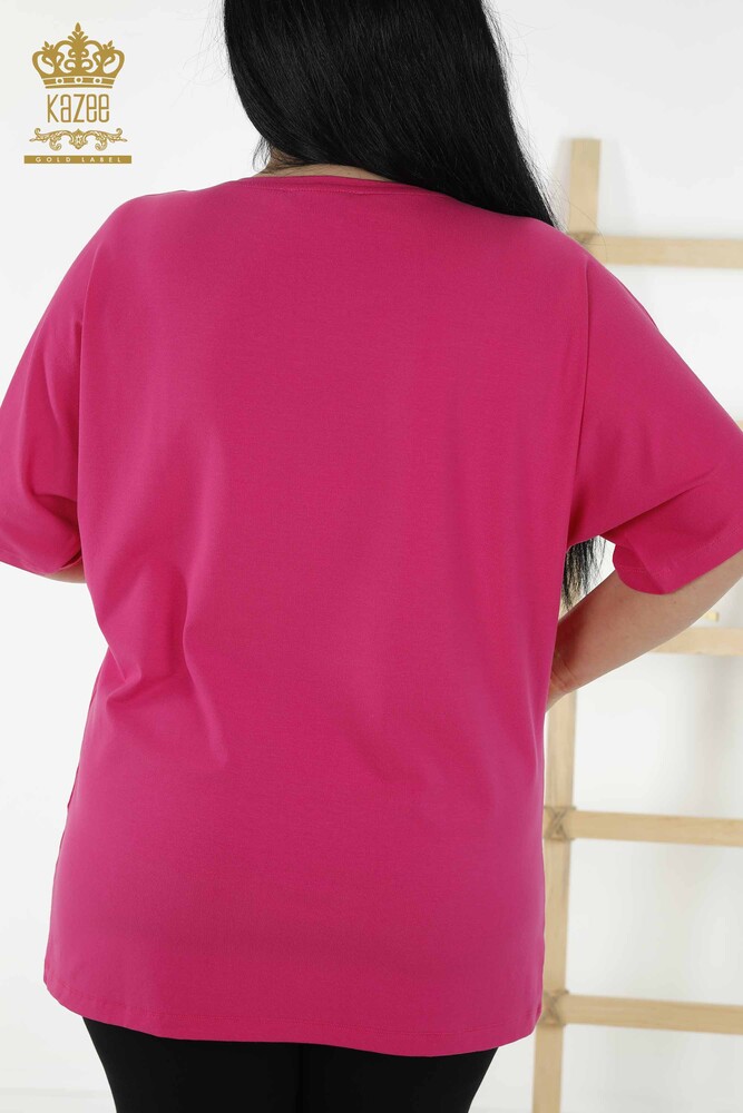 Venta al por mayor Blusa de Mujer - Estampado Floral - Fucsia - 79089 | kazee - 5