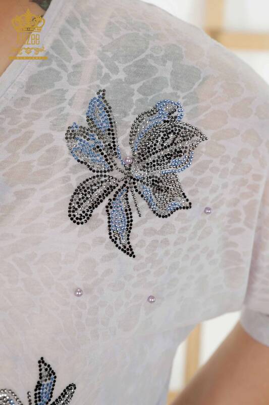 Venta al por mayor Blusa de Mujer - Floral Estampado - Indigo - 79126 | kazee