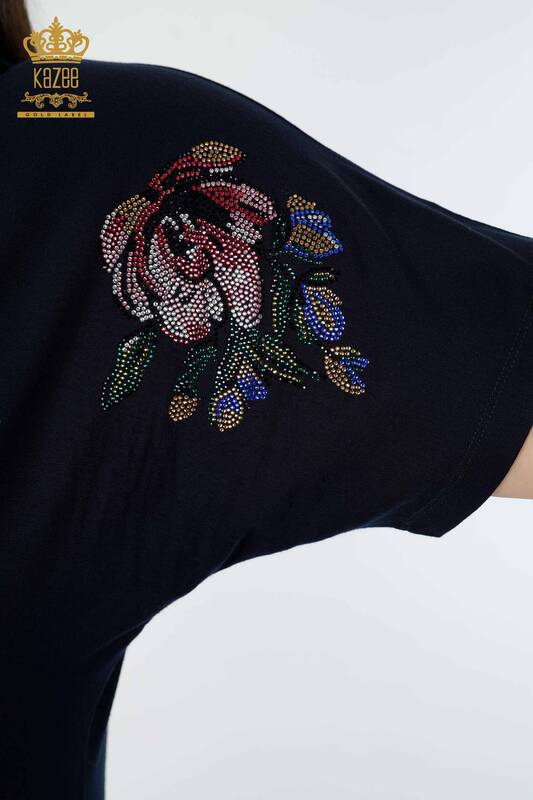 Venta al por mayor Blusa de Mujer Estampado Floral Negra - 78937 | kazee