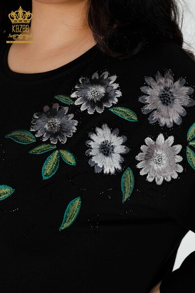 Venta al por mayor Blusa de Mujer Estampado Floral Negra - 78947 | kazee - 3