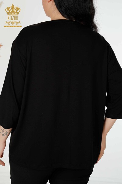 Venta al por mayor Blusa de Mujer Estampado Floral Negra - 78947 | kazee - 6