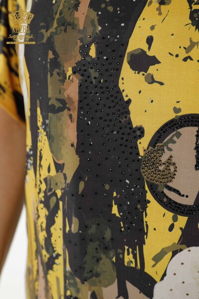 Venta al por mayor Blusa Mujer - Estampado Floral - Azafrán - 77898 | kazee - 3