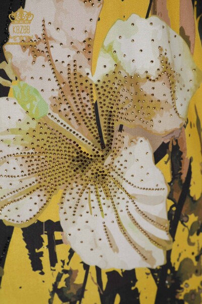 Venta al por mayor Blusa Mujer - Estampado Floral - Azafrán - 77898 | kazee - 4