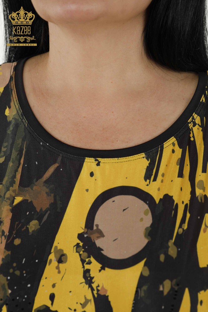 Venta al por mayor Blusa Mujer - Estampado Floral - Azafrán - 77898 | kazee - 6