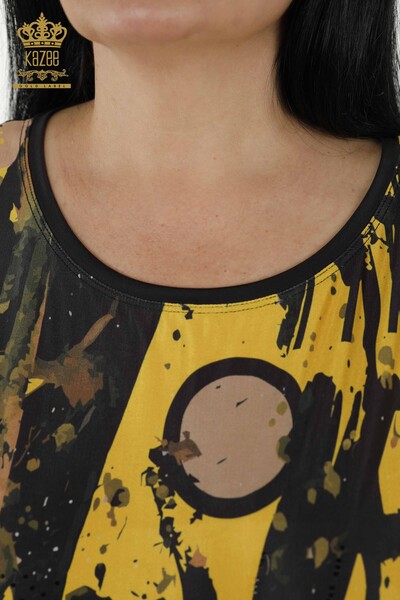 Venta al por mayor Blusa Mujer - Estampado Floral - Azafrán - 77898 | kazee - 6