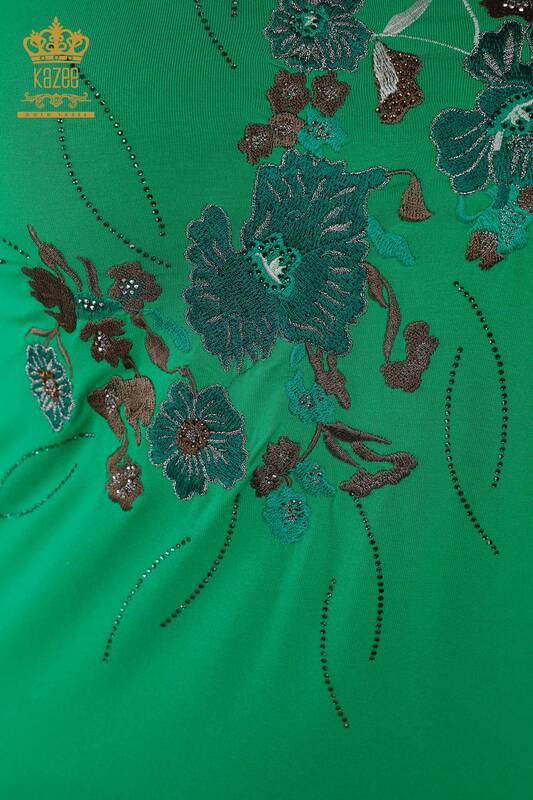 Venta al por mayor Blusa de Mujer - Floral Estampado - Verde - 79045 | kazee