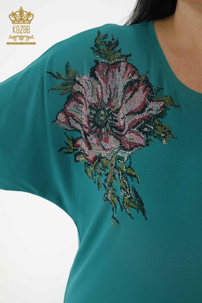 Venta al por mayor Blusa de Mujer - Floral Estampado - Verde - 79089 | kazee - 3