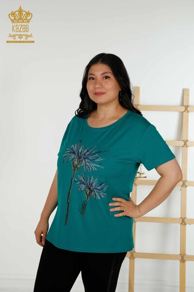 Venta al por mayor Blusa de Mujer - Estampado Floral - Verde - 79369 | kazee 