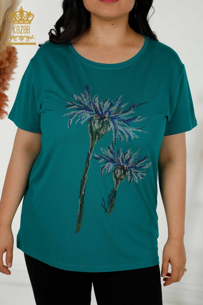 Venta al por mayor Blusa de Mujer - Estampado Floral - Verde - 79369 | kazee - 2