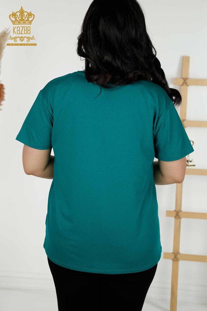 Venta al por mayor Blusa de Mujer - Estampado Floral - Verde - 79369 | kazee - 8