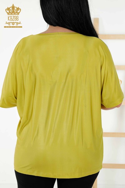 Venta al por mayor Blusa de Mujer - Floral Estampado - Verde Pistacho - 77802 | kazee - 8