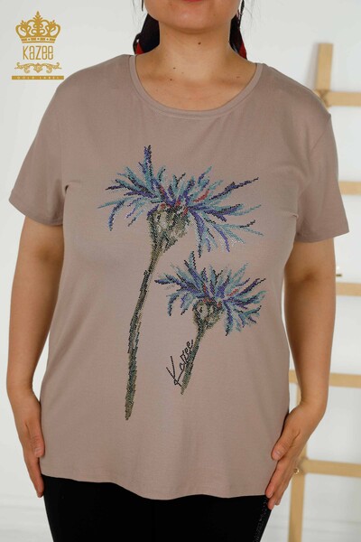 Venta al por mayor Blusa de Mujer - Estampado Floral - Mink - 79369 | kazee - Thumbnail
