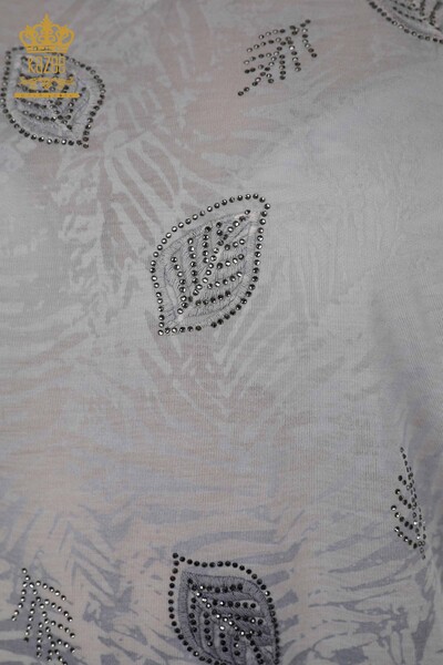 Venta al por mayor Blusa de Mujer - Estampado de Hojas - Gris - 79135 | kazee - Thumbnail