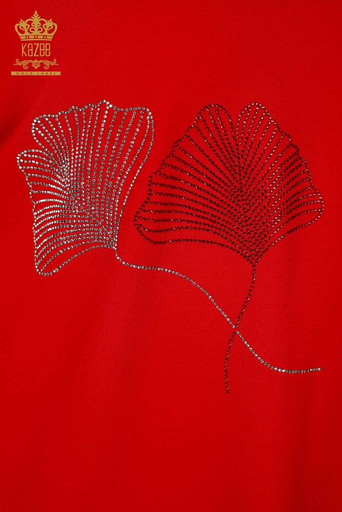 Venta al por mayor Blusa de Mujer - Estampado de Hojas - Roja - 79318 | kazee - 3