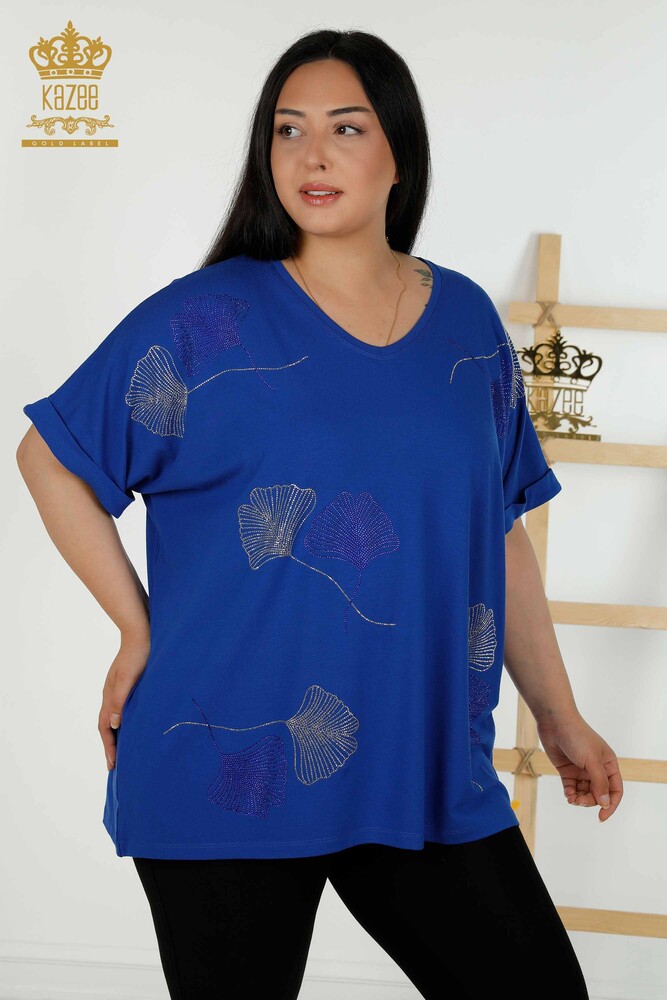 Venta al por mayor Blusa Mujer - Estampado Hojas - Sax - 79318 | kazee - 1