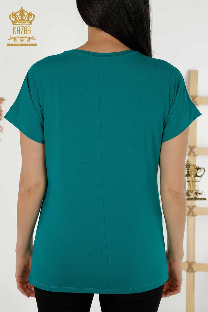 Venta al por mayor Blusa de Mujer - Estampado de Hojas - Verde - 79053 | kazee - 6