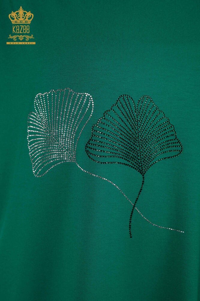 Venta al por mayor Blusa de Mujer - Estampado de Hojas - Verde - 79318 | kazee - 3