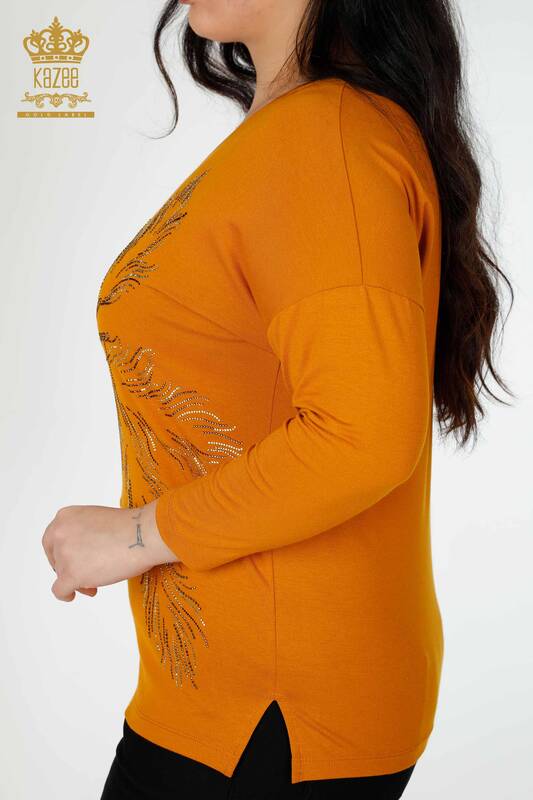 Venta al por mayor Blusa de Mujer con Estampado de Hojas Tan - 77970 | kazee