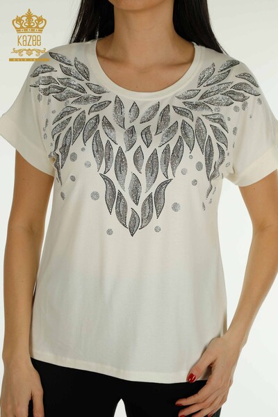 Venta al por mayor Blusa Mujer - Estampado Hojas - Crudo - 79053 | kazee - 2