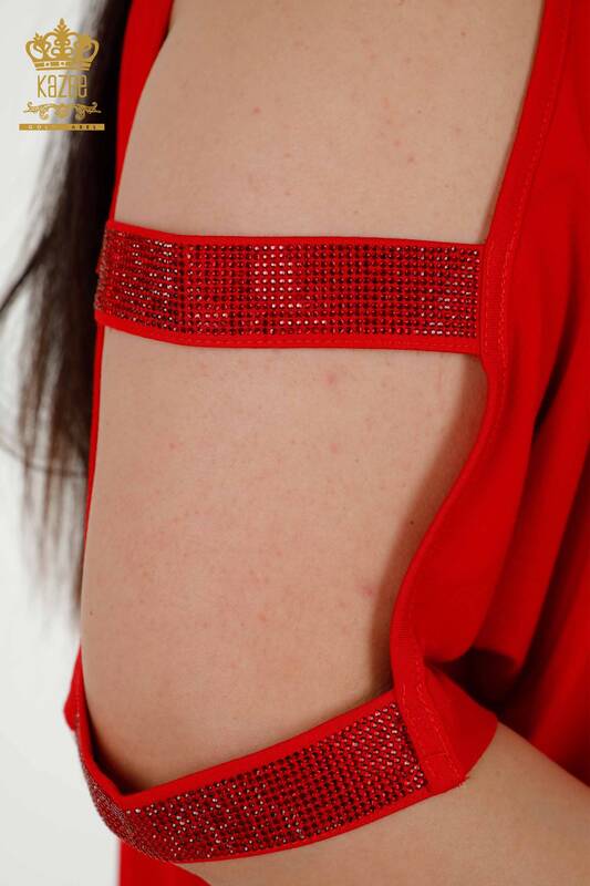 Venta al por mayor Blusa de Mujer - Hombro Detallado - Rojo - 79108 | kazee