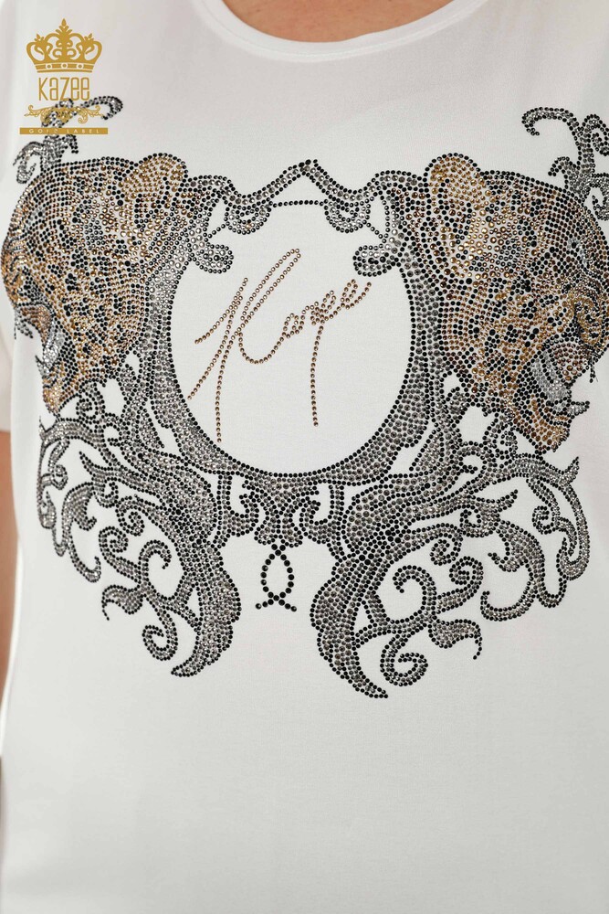 Venta al por mayor Blusa Mujer - Estampado Leopardo - Crudo - 77648 | kazee - 3