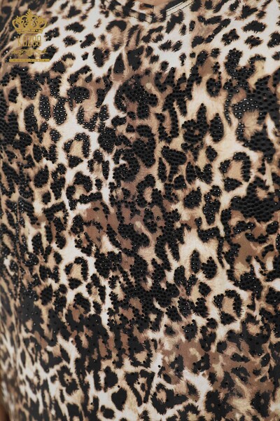 Venta al por mayor Blusa de Mujer - Estampado de Leopardo - Marrón - 12035 | kazee - 5