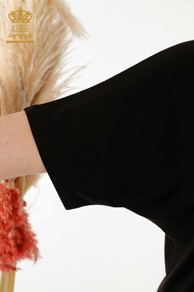 Venta al por mayor Blusa de Mujer - Estampado de Leopardo - Negro - 77648 | kazee - 5