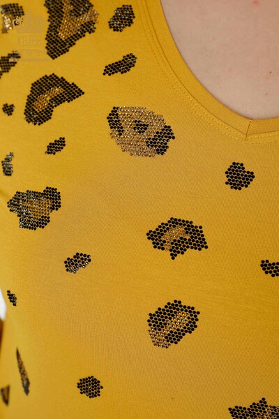 Venta al por mayor Blusa Mujer Leopardo Piedra Azafrán Bordado - 79047 | kazee - 5