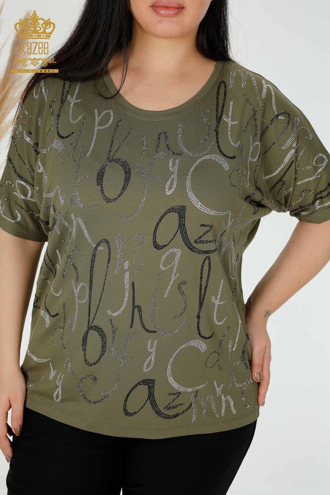 Venta al por mayor Blusa Mujer Carta Detallada Caqui - 78833 | kazee - 2