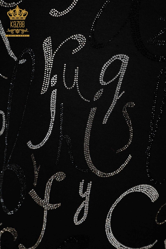 Venta al por mayor Blusa Mujer Carta Detallada Negra - 78833 | kazee - 4