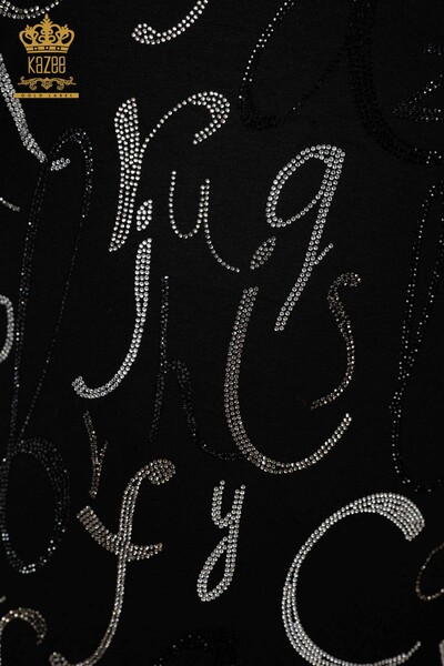 Venta al por mayor Blusa Mujer Carta Detallada Negra - 78833 | kazee - 4