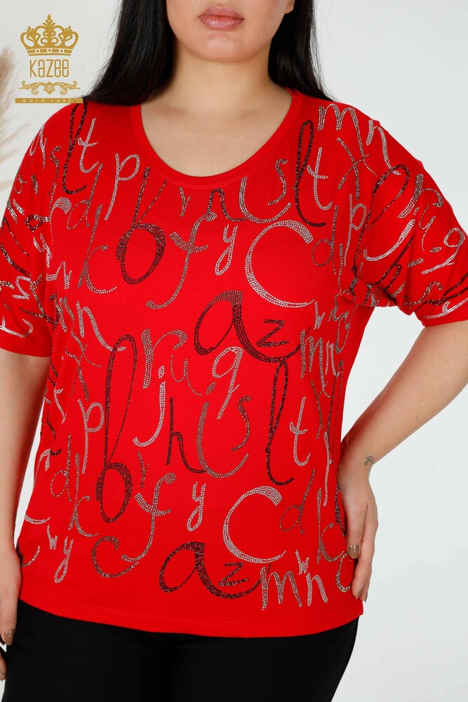 Venta al por mayor Blusa Mujer Carta Detallada Roja - 78833 | kazee - 2