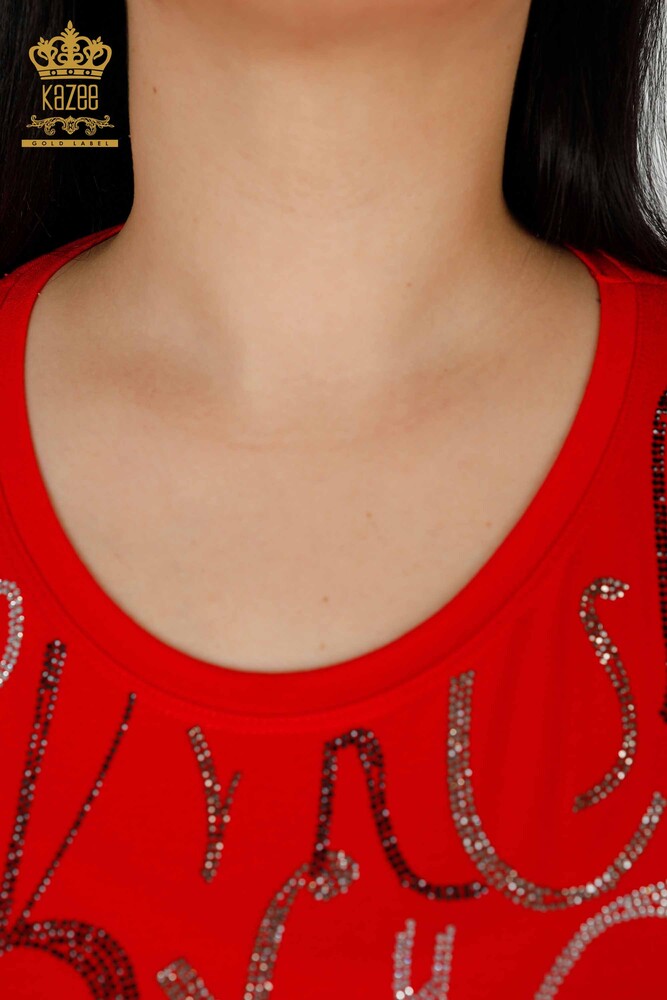 Venta al por mayor Blusa Mujer Carta Detallada Roja - 78833 | kazee - 4