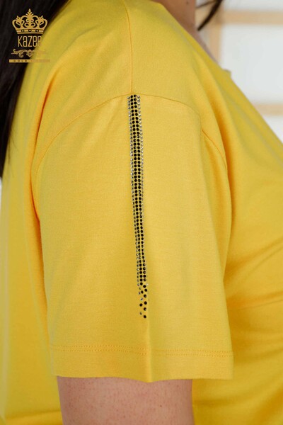 Venta al por mayor Blusa de Mujer Libélula Detallada Amarilla - 79370 | kazee - Thumbnail