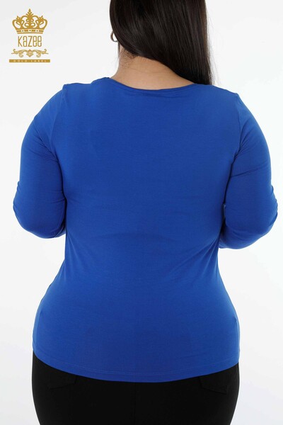 Toptan Kadın Bluz Yusufçuk Detaylı Renkli Taş İşlemeli - 79019 | KAZEE - Thumbnail