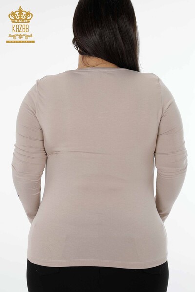 Toptan Kadın Bluz Yusufçuk Detaylı Renkli Taş İşlemeli - 79019 | KAZEE - Thumbnail