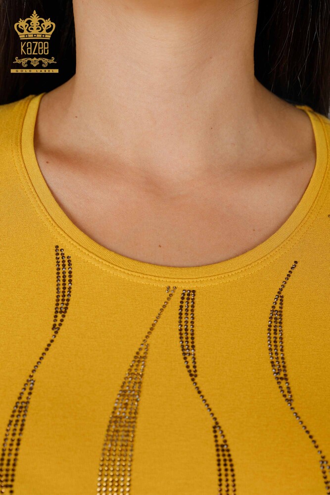 Venta al por mayor Blusa de Mujer con Manga Línea Detallada Bordada con Piedra - 79024 | kazee - 11