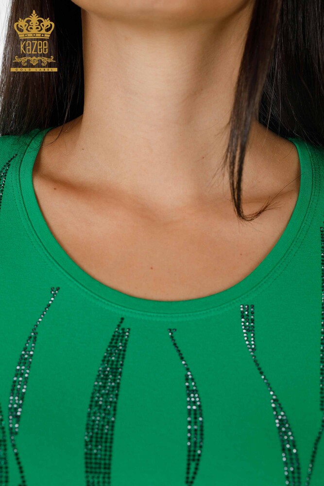 Venta al por mayor Blusa de Mujer con Manga Línea Detallada Bordada con Piedra - 79024 | kazee - 31