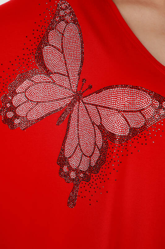 Venta al por mayor Blusa de Mujer con Estampado de Mariposas y Piedras Bordadas - 78877 | kazee