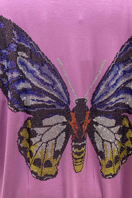 Venta al por mayor Blusa de Mujer con Estampado de Mariposas y Piedras Bordadas - 77717 | kazee