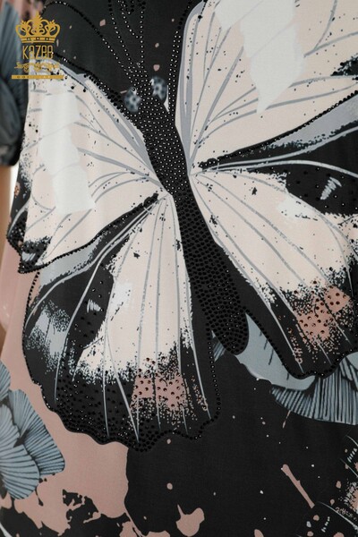 Venta al por mayor Blusa de Mujer - Mariposa Patrón - Negro - 77900 | kazee - 4