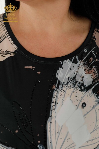 Venta al por mayor Blusa de Mujer - Mariposa Patrón - Negro - 77900 | kazee - 6