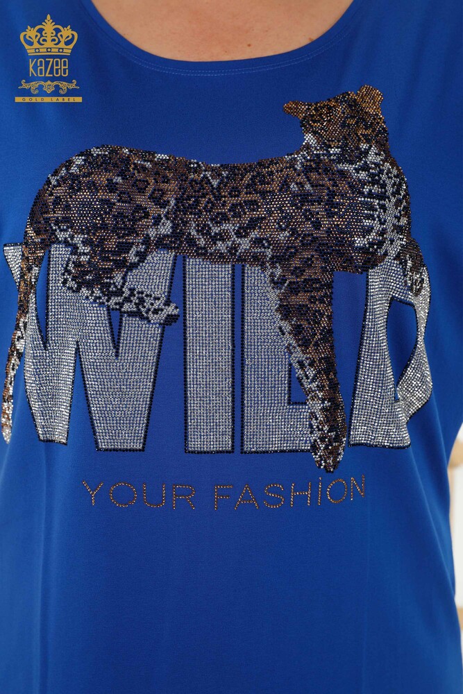 Venta al por mayor Blusa de Mujer - Piedra Bordada - Azul Oscuro - 77713 | kazee - 3