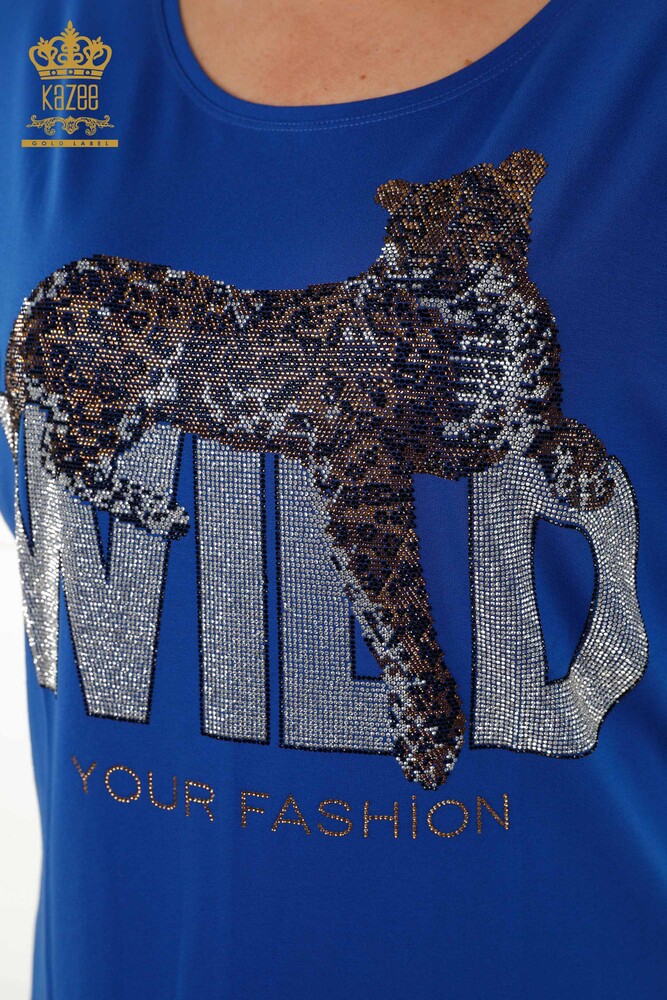 Venta al por mayor Blusa de Mujer - Piedra Bordada - Azul Oscuro - 77713 | kazee - 4