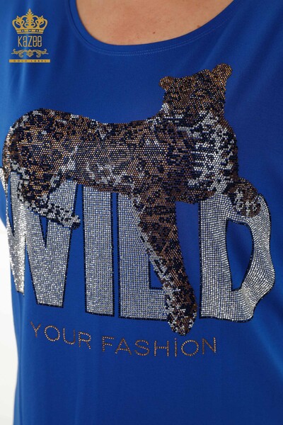 Venta al por mayor Blusa de Mujer - Piedra Bordada - Azul Oscuro - 77713 | kazee - 4