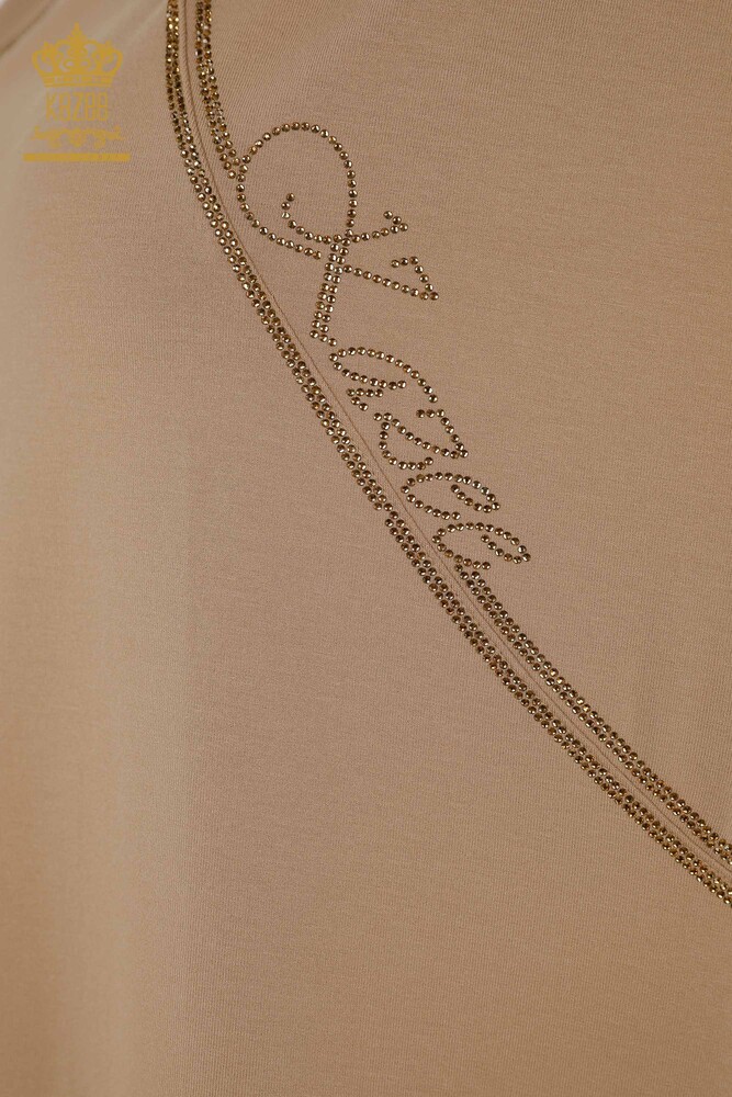 Venta al por mayor Blusa de Mujer - Piedra Bordada - Beige - 79295 | kazee - 3