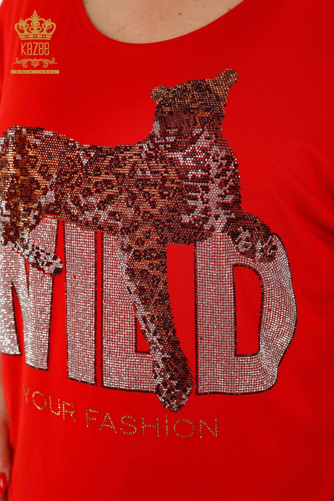 Venta al por mayor Blusa de Mujer - Piedra Bordada - Roja - 77713 | kazee - 4