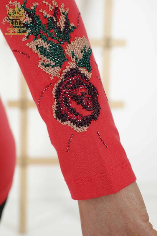 Venta al por mayor Blusa de Mujer - Estampado de Rosas - Flor de Granada - 79046 | kazee
